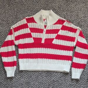 a new day Pink and White Striped Turtleneck Sweater